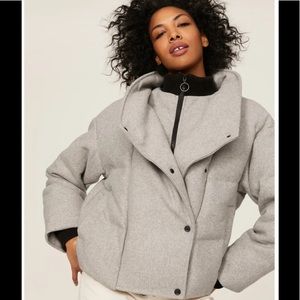 Ba&sh Boston Funnel Neck Coat, Size S, Grey